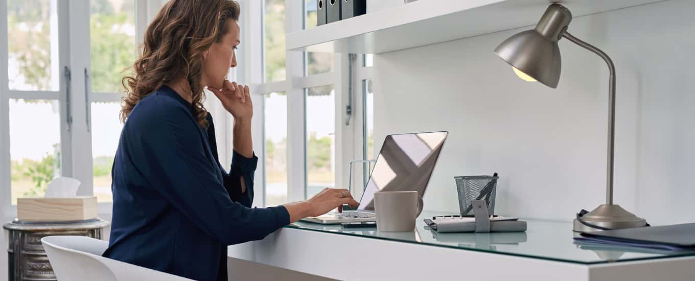 Woman working on a laptop