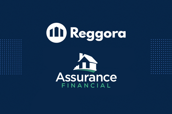 reggora and assurance financial logos on a blue background