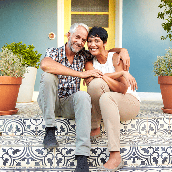 couple sitting on stairs